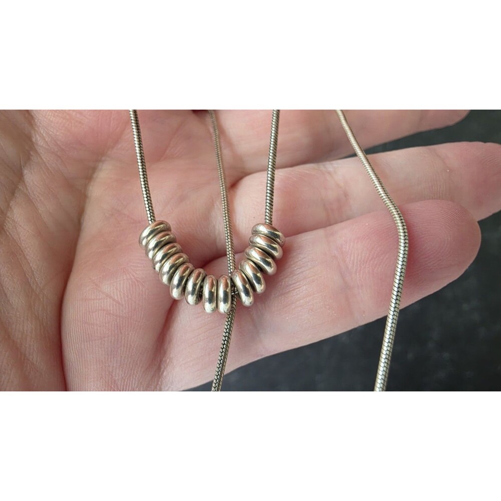 Italian 925 Sterling Silver Beaded Pendant Necklace Vintage READ Description